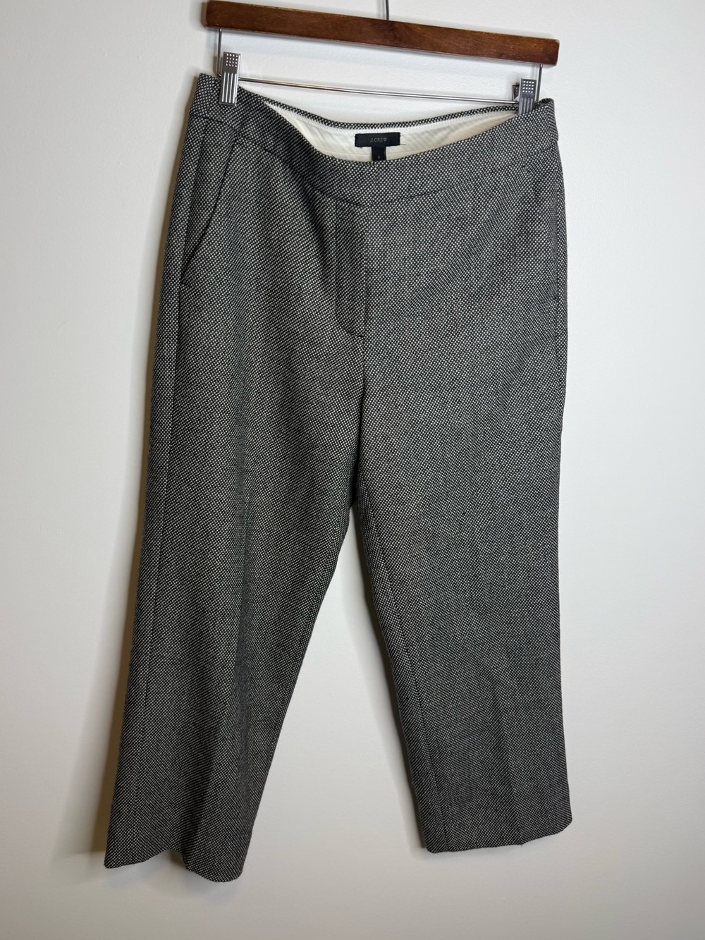 J. Crew Women's Gray Herringbone Trousers wool size 6
